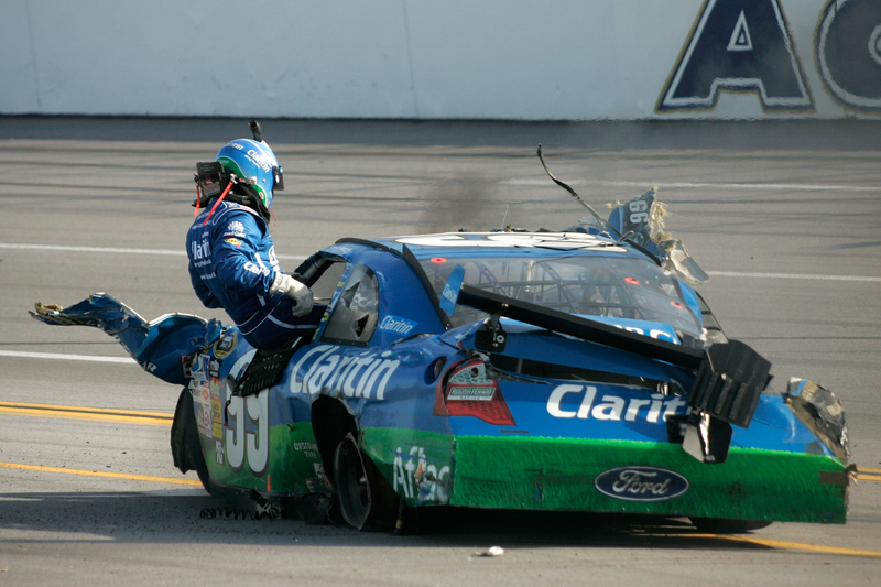 Illustration for article titled Carl Edwards Real-Life Talladega Nights NASCAR Crash: Video, Gallery